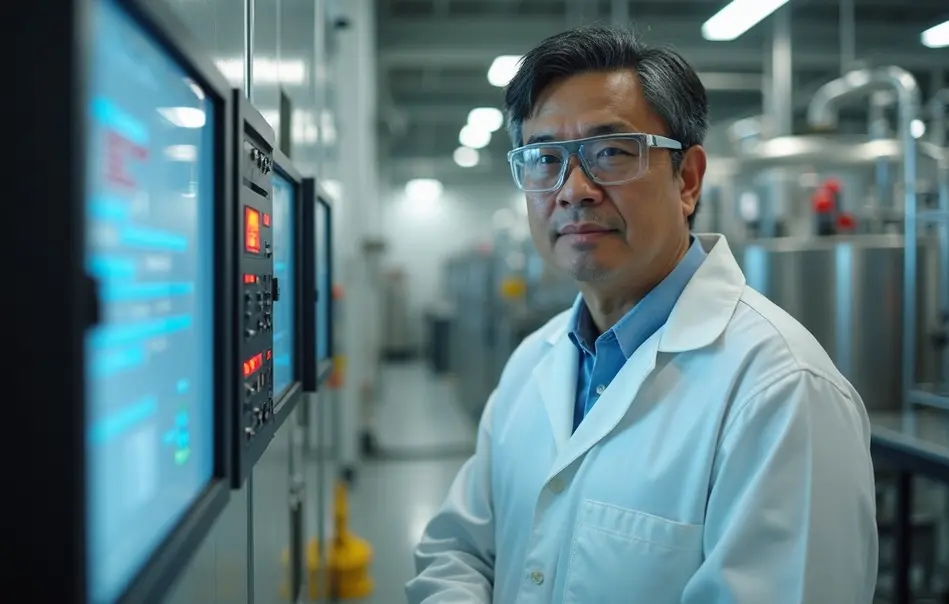 Operador brasileiro nikkei em indústria química em Ama, província de Aichi, Japão
